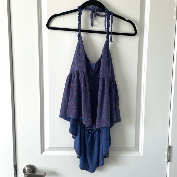 AMERICAN EAGLE / FLORAL HALTER TANK TOP